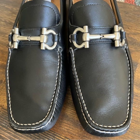 Salvatore Ferragamo ‘Parigi 5’ $795 Horsebit Drives Loafers Black Leather 7.5 - Picture 6 of 17
